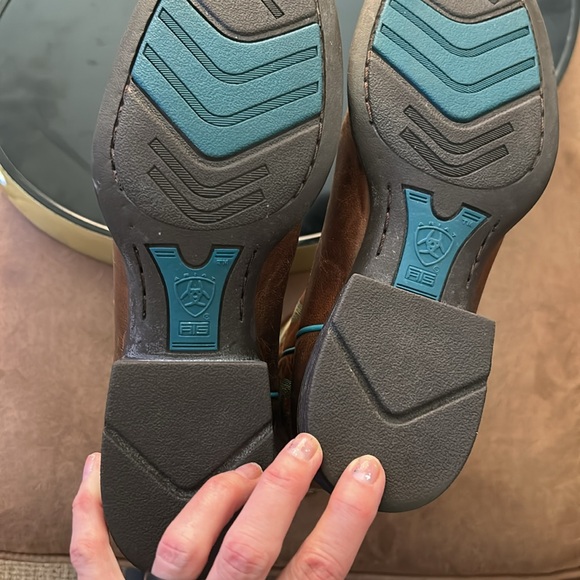 Ariat Women’s Boot Turquoise Brown Leather Size 7.5 Square Toe - Picture 5 of 10